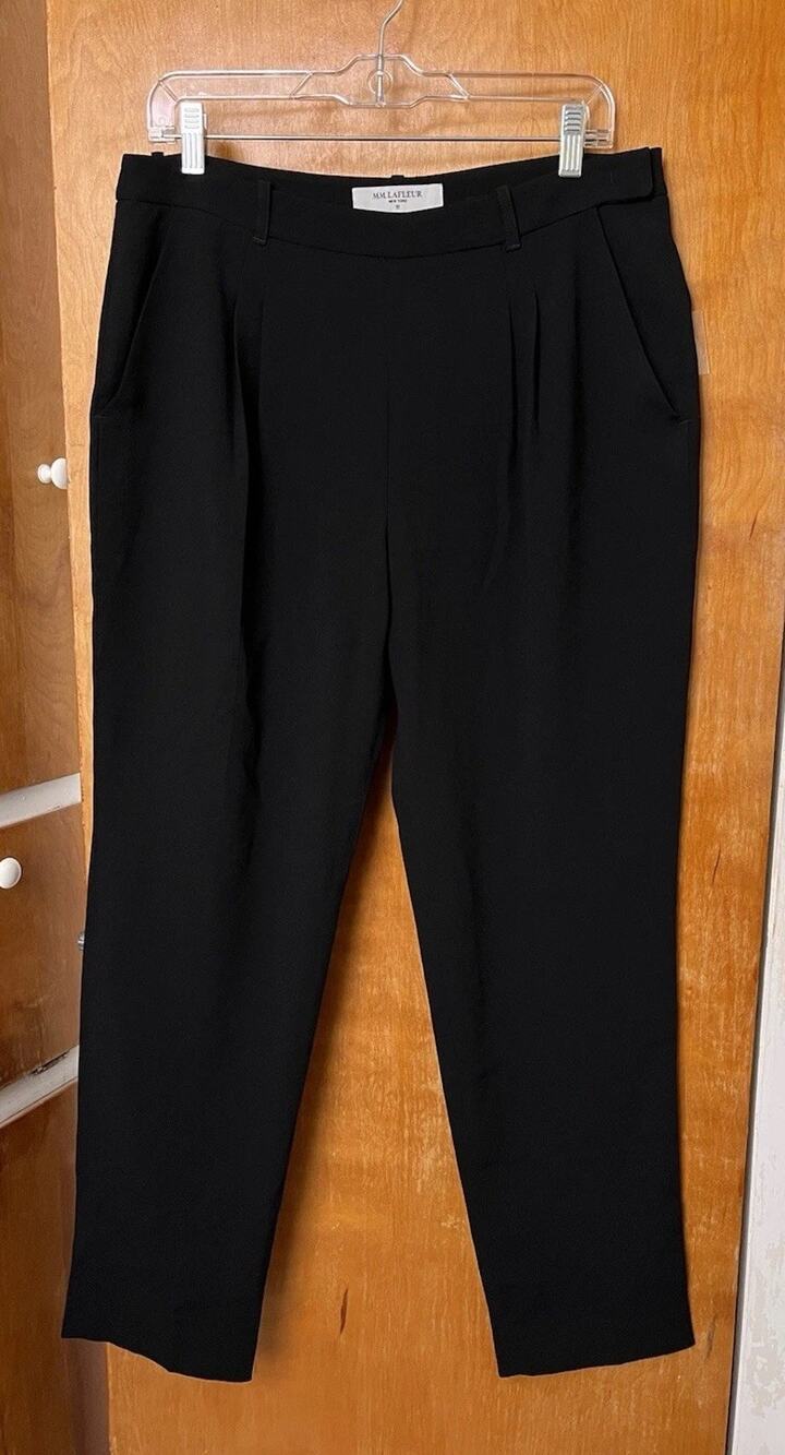 MM Lafleur Nakamura Pleated Black Dress Pants Work Trousers Easy Fit Size 10